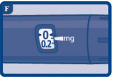 Turn the dose selector clockwise 1 tick marking on the dose counter to select 0.1 mg. You will hear a faint “click” when you turn the dose selector - Illustration