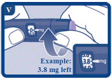 If the dose counter stops with the dose pointer lined up with “3.8”, only 3.8 mg are left in your Pen - Illustration