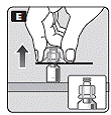 Lightly squeeze the protective cap with your thumb and index finger as shown - Illustration