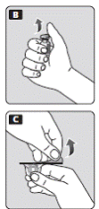 Wipe the rubber stopper on the vial with a sterile
alcohol swab and allow it to dry prior to use - Illustration