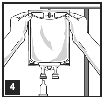 Remove aluminum foil of outlet port at the bottom
of the bag  - Illustration