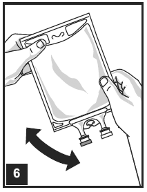  Prepare the medication port by removal of
aluminum foil (Figure 5a). Step 2: Puncture the resealable medication port by using
a 19 to 22 gauge needle and inject additive(s) - Illustration