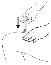 Using slow and constant pressure, push the plunger rod down until it reaches the bottom - Illustration