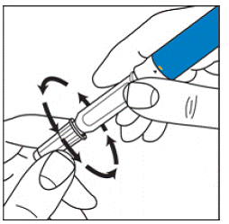 Screw the threaded hub of the needle onto the cartridge holder - Illustration