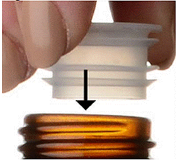 Uncap the bottle and firmly insert the bottle adapter into
the bottle until the adapter top is even with the bottle top - Illustration
