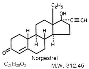 Opill® (norgestrel) Structural Formula Illustration