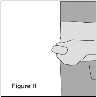 With your other hand, gently
squeeze the area of the cleaned skin and hold it firmly  - Illustration