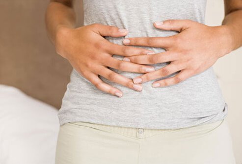 Ovarian cancer symptoms may include bloating, pain, frequent urination, and a feeling of fullness when eating.
