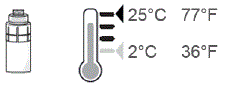 After each use throughout the day, place
the vial back in the refrigerator or keep it below 77°F (25°C) for the rest of
the day, with the vial adapter still connected - Illustration