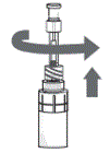 After the pipette has been correctly
filled, unscrew the pipette from the connector part of the vial adapter - Illustration