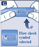 Turn the dose selector until the dose counter shows the flow check symbol - Illustration