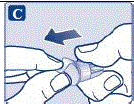 Take a new needle, and tear off the paper tab. Do not attach a new needle to your pen until you are ready to give your injection. - Illustration