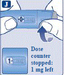 Turn the dose selector until the dose counter stops. - Illustration