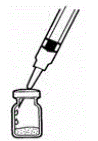 Place the needle tip, at an angle, against the side of the vial - Illustration