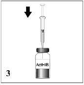 Insert the syringe needle through the stopper of the vial - Illustration