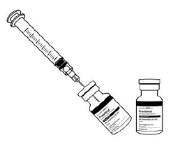 Inject both vials consecutively via syringe - Illustration