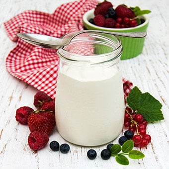 Yogurt in a jar with berries
