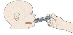 Giving a dose of PROMACTA for oral suspension to a child. - Illustration