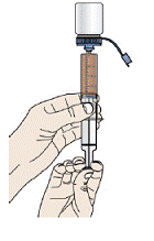 Transfer the mixture into the oral dosing syringe. The liquid will be dark brown in color. - Illustration