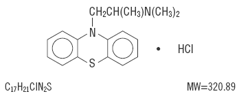 Promethazine hydrochloride structural formula illustration