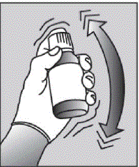 Shake the bottle vigorously for at least 30 seconds to make sure that the medicine is well mixed - Illustration