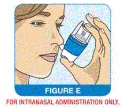 Insert the nasal actuator tip into one nostril  - Illustration