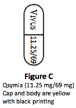 Qsymia (11.25mg/69mg)Cap and body are yellow with black printing - Illustration