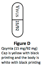 Qsymia (15 mg/92 mg)Cap is yellow with black printing and the body is white with black printing - Illustration