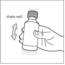 Shake the bottle well (up and down) for at
least 10 seconds - Illustration