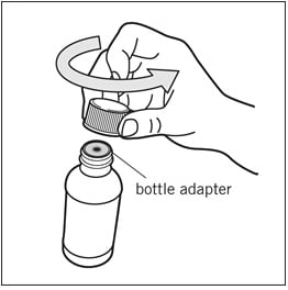 Uncap the bottle and check that the bottle
adapter has been fully inserted into the bottle - Illustration