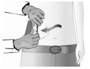 Slowly peel back the release liner from under the QUTENZA with one hand, use your other hand to smooth QUTENZA down onto the skin - Illustration