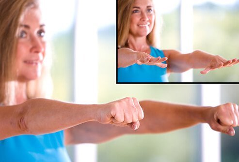 Since rheumatoid arthritis targets small joints such as the ones in your hands, this stretch can really bring some relief.