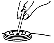 Discard the used syringe with the attached needle into a puncture resistant container - Illustration