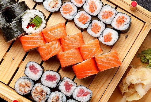 Sushi can have bacteria and parasites like anisakiasis.
