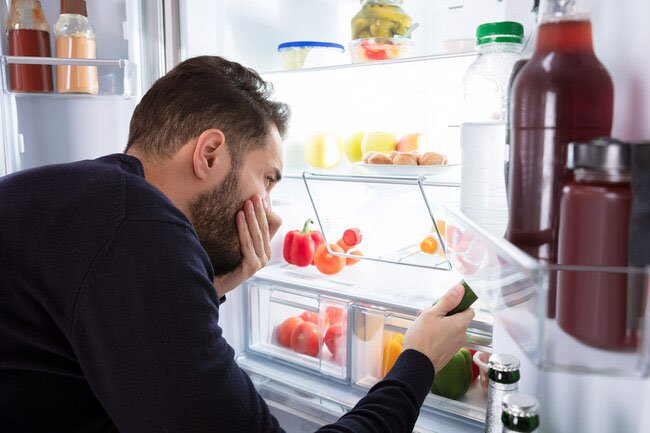 Clean up spills in your fridge right away so they don't allow smelly bacteria to grow.