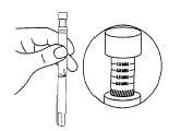The push button scale will show you the dose set - Illustration