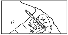 Let go of the skin and slowly push the plunger in with
your thumb until the pre-filled syringe is empty  - Illustration