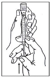 Gently push the plunger up until all air bubbles are out of the syringe - Illustration