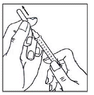 Firmly hold the barrel of the syringe with one hand. With your other hand, pull the needle cap straight off - Illustration