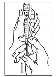 Slowly push the plunger up until all air bubbles are out of the syringe - Illustration