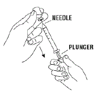 Pull the plunger back to the number on the syringe that matches your dose - Illustration