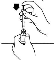 Insert the needle straight down through the grey rubber stopper of the RETACRIT vial - Illustration