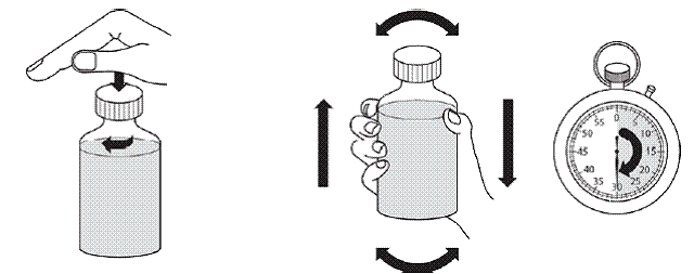 Replace the cap and shake the bottle vigorously for a
minimum of 30 seconds - Illustration