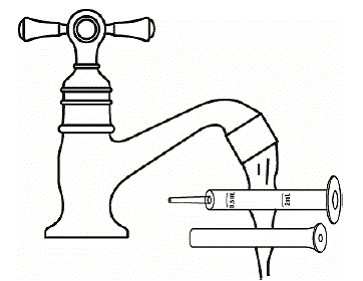 The syringe should be washed after each dose. Pull the plunger out of the barrel and rinse both parts with water - Illustration