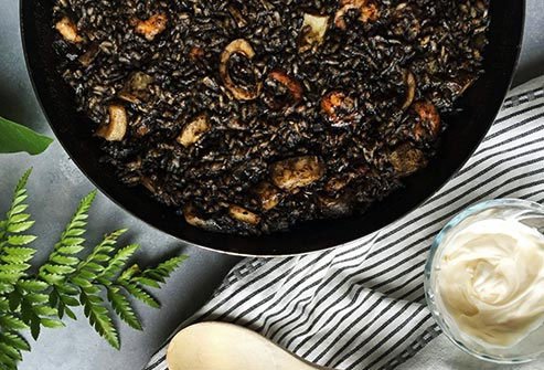 It's a short-grain rice that turns purple when cooked (toss a handful into white rice).