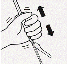 Continuing to hold down the plunger rod, shake vigorously for at least 10 seconds - Illustration