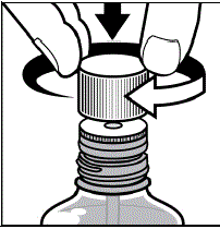 Place the child-resistant cap back on the bottle and store in an
	upright position - Illustration