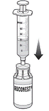 Transfer the diluent to the RUCONEST vial - Illustration