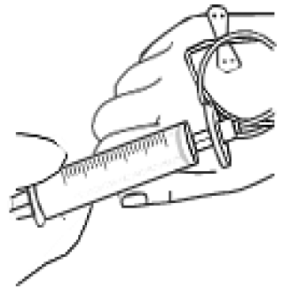 Using a timer (e.g., watch or clock), push the plunger of the syringe approximately 1 mL every 12 seconds - Illustration