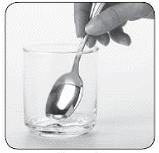 Stir the mixture with the small spoon or
other clean utensil until the solution is clear - Illustration